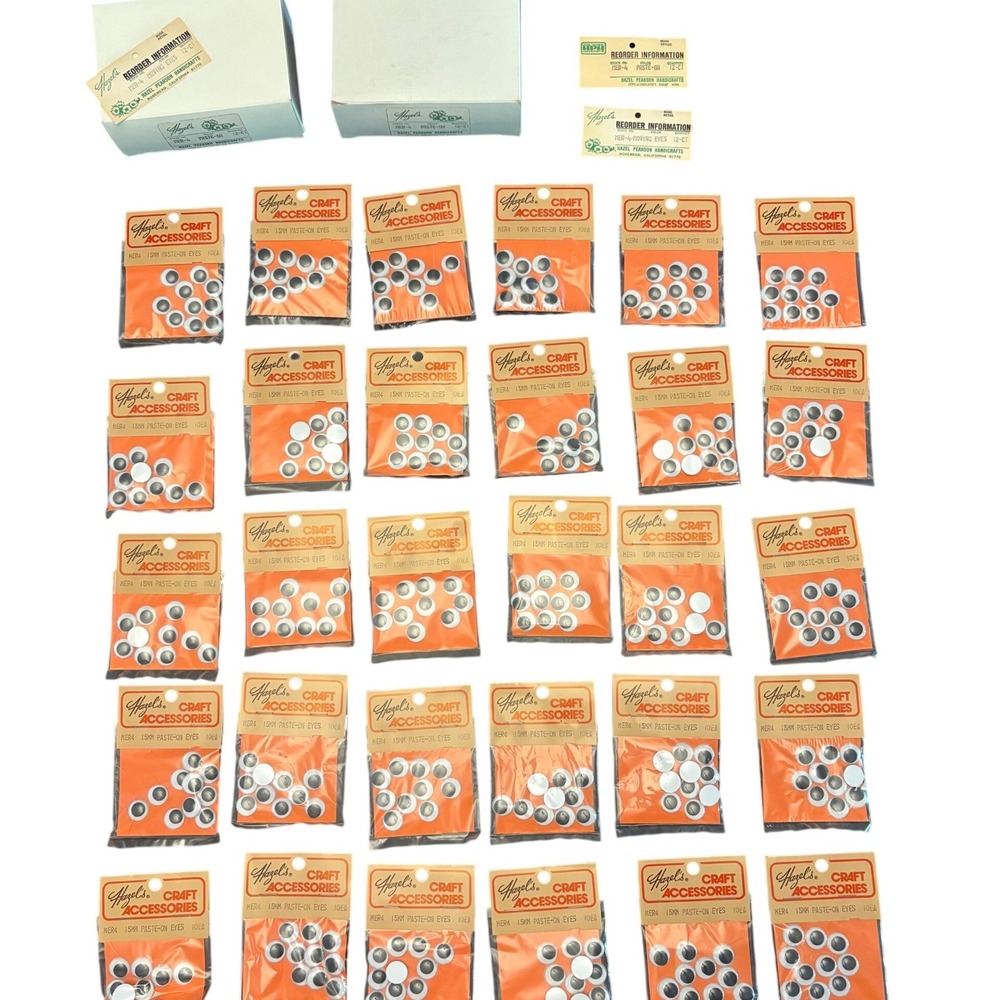 Hazel‎ Pearson Handicrafts 15mm Googly Eyes MER-4 Paste-On 30 Packs Bulk Crafts